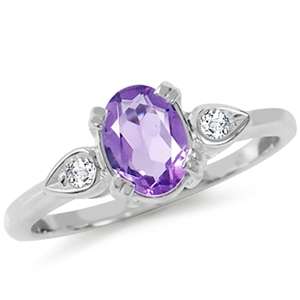 0.82ctw Natural Amethyst and Topaz Promise Ring in 925 Sterling Silver Size 8
