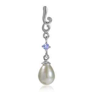 0.03ct Tanzanite and White Pearl Pendant in 925 Sterling Silver