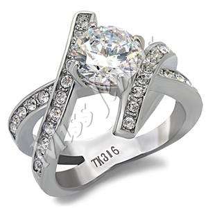 2.16ctw CubicZirconia Stainless Steel Cocktail Ring Size 5-10