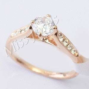 Rose Gold Plated- 0.65ct Cubic Zirconia and Rhinestone Crystal Dress Ring