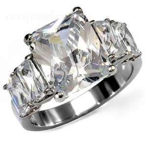 Stainless Steel 7.50ctw Cubic Zirconia Engagement Ring Size 5-10