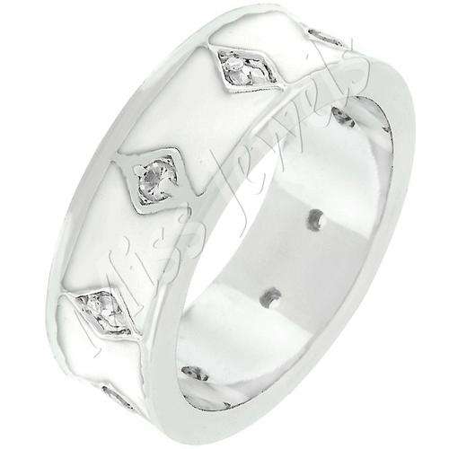 Simulated Diamond Costume Wedding Band- Size 9/10