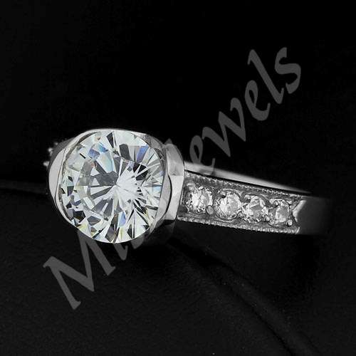 2.24ctw CubicZirconia Engagement Style ring in Stainless Steel Size 7/8