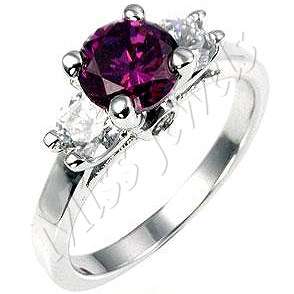 Mini Amethyst CubicZirconia Triplet Costume Ring- Size 8