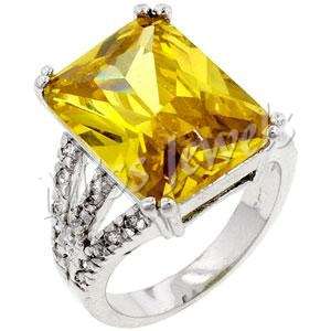 Simulated Citrine and Diamond Costume Dress Ring- Size 10