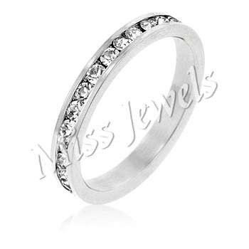 Clear Round cut cubiczirconia 3mm Eternity band- Size 7/9/10