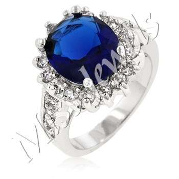 Queen Catherine- Simulated sapphire and Diamond Engagement Style Ring