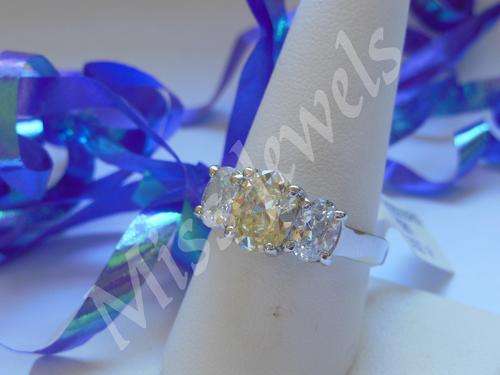 925 Sterling Silver- 2.75ctw Cubic Zirconia Oval Triplet Ring- Size 9/10