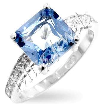 Blue Cubic Zirconia Engagement Style ring in 925 Sterling Silver- Size 7/8/9