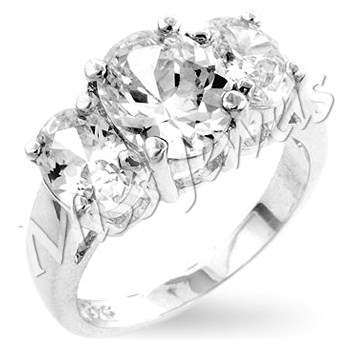 Simulated Diamond Engagement Ring in 925 Sterling Silver*Size 7-10