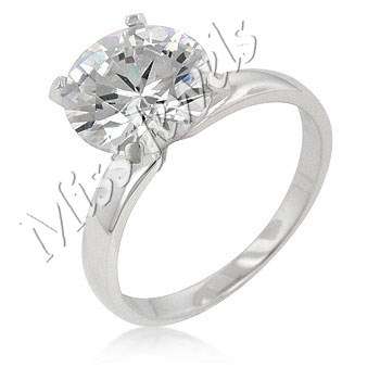 925 Sterling Silver 3.5ct Solitaire Engagement Ring-Size 7-10