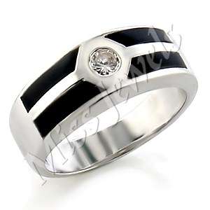 **CHIC**Silver with a touch of black CZ dress ring**Sizes 9**