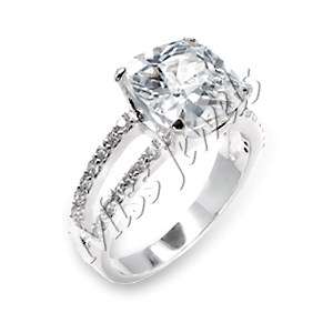 6ct Ascher Cut Cubic Zirconia Engagement Style Ring- Size 8-10