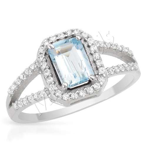 1.58ctw Topaz and CubicZirconia Promise Ring in 925 Sterling Silver- Size 5.5