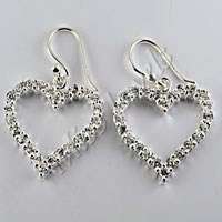 925 Sterling Silver Heart Shaped Earrings with CZs