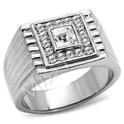 Men's Stainless Steel Ring with Austrian Crystals-Size 8/10