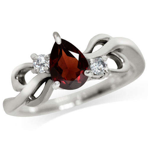 0.96ctw Natural Garnet and Topaz Ring in 925 Sterling Silver- Size 8