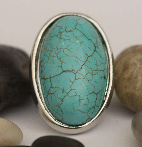 Funky Fashion Turquoise Dress Ring- Size 6.5