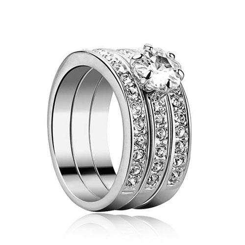 2.25ctw 3-Piece Set Costume Ring- Size 8/ 9