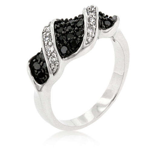 Jet Black Soho Costume Ring with Cubic Zirconia Stones- Size 7