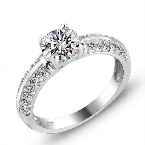 1.61ctw Colourless Cubic Zirconia Engagement Ring in 925 Sterling Silver- Size 8