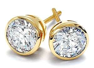 0.70ctw Simulated Diamond 9ct Yellow Gold Tube Stud earrings