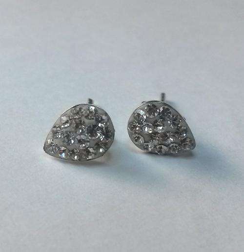 White Crystal Stud Earrings in  Silver