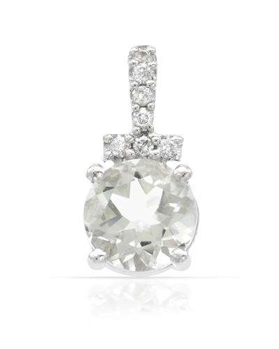 0.97ctw Natural Amethyst and Diamond Pendant in 18K White Gold