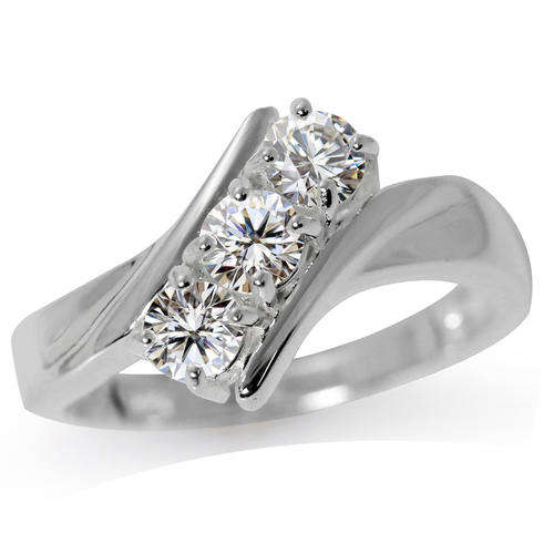 1.41ctw Cubic Zirconia Trilogy Ring in 925 Sterling Silver