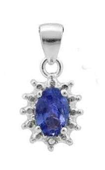 0.42ctw Natural Tanzanite and Diamond Pendant in Sterling Silver