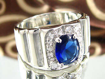 **BIG SIZES**GORGEOUS SIMULATED BLUE SAPPHIRE & TOPAZ DRESS RING-WHITE GOLD PLATED - SIZES 10,11, 12