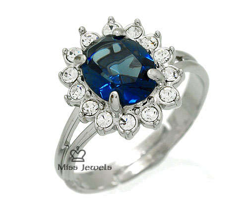 **SIZE 9**STUNNING SIMULATED BLUE SAPPHIRE AND DIAMOND RING