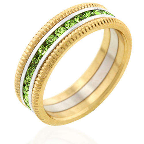 **Size 6**Stunning Tutone wedding band with Peridots