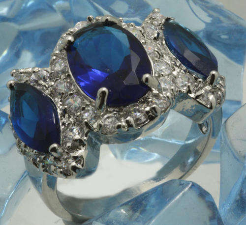 **Beyond Gorgeous**Marquise cut simulated blue sapphire dress ring**Size 8