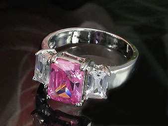**New Listing**Feminine**Simulated Pink Sapphire and diamond dress ring
