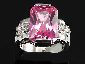 **Pink Ice**Simulated Pink Sapphire and diamond dress ring*Size 7