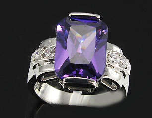**New Listing**Purple Nights**Simulated Purple Sapphire and diamond dress ring*Size 8.75