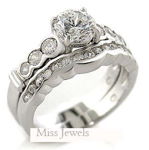Gorgeous 2-piece wedding set with 1.15ct  solitaire