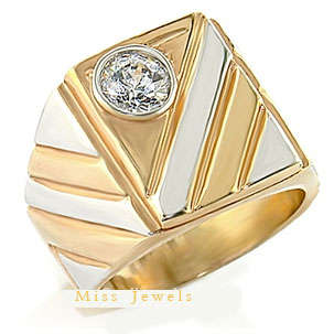 **STUNNING**SIZE 11** Gents TuTone Dress Ring