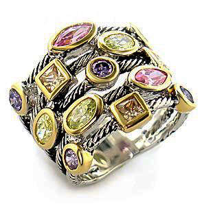 **Stunning Cable Design dressing ring with multi colour gemstones**