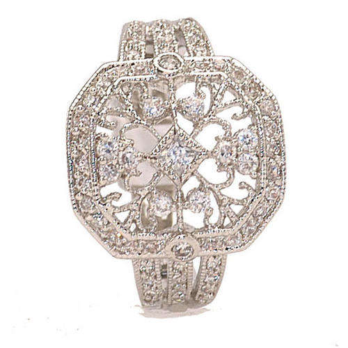 **WOW**Gorgeous Filigree and cz encrusted dress ring**Size 8