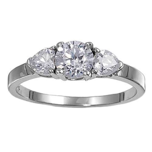 **JUST ARRIVED**WOW**3-STONE ENGAGEMENT RING SET IN STERLING SILVER**GORGEOUS
