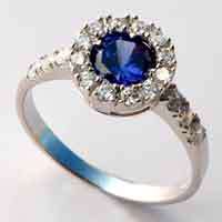 **STERLING SILVER**Beautiful 0.95 ct Simulated Tanzanite & Diamond engagement ring**Size 7