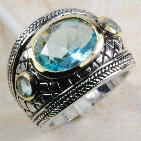 **925 Sterling Silver**Gorgeous Aquamarine Dress Ring**Size 8