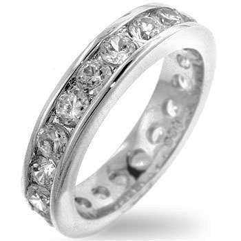 **5mm**Sparkling simulated diamond eternity wedding band**