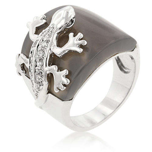 **FUNKY**Reptilian Ring over Grey Onyx stone**Size 7**