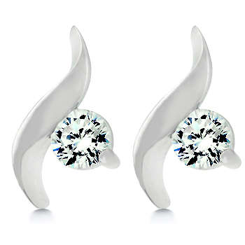 ***CHARMING*** 0.25ct solitaire CZ curve earrings***A MUST HAVE**