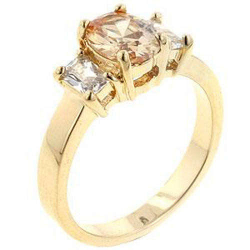 ***GORGEOUS***14k Dark Champagne Oval CZ**Gold Ring**Size 6-10