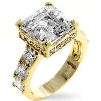 ***STUNNING**5.20ctw**Princess Cut Ring in 14k Gold Tone**Size 5,6,9