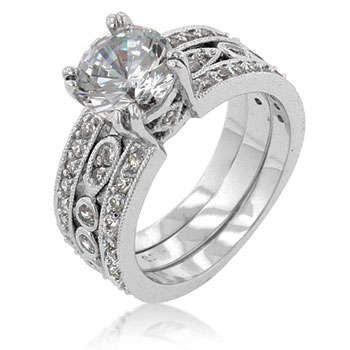 **GORGEOUS**Dazzling Queen Anne two Piece Simulated Diamond Wedding set